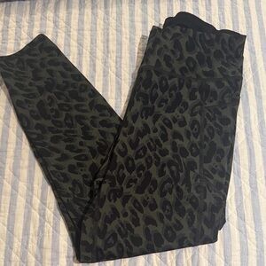 Sweaty Betty Black and Green Leopard Print Leggings